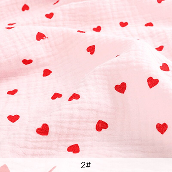 Mjuka blommiga pyjamas Nattlinne Bomull Gase Tyg Rosetryckt Krepp Bomull Långärmad Ins Stil Hemmakläder Tyg 2 pink 50x135cm(0.5 meters)