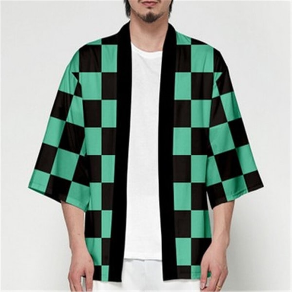 Kvinder/Mænd Sommer Afslappet Cool Streetwear Demon Slayer Kimetsu no Yaiba 3D Print Japansk Anime Kimono Haori Yukata Cosplay Yellow L
