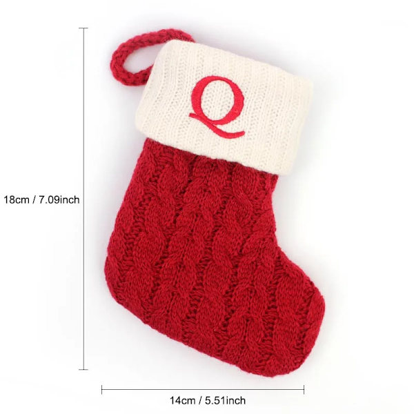 Hängbar Röd stickad Julstrumpa Snöflinga Bokstav Julstrumpa Julgranshängande Ornament 2024 Navidad Natal Xams Q