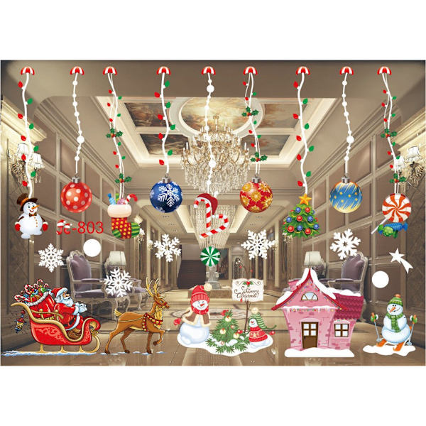God Jul Avtagbara Jultomten Snögubbe Älg Fönsterdekaler Juldekorationer För Hemmet Julpynt Navidad Fest 26