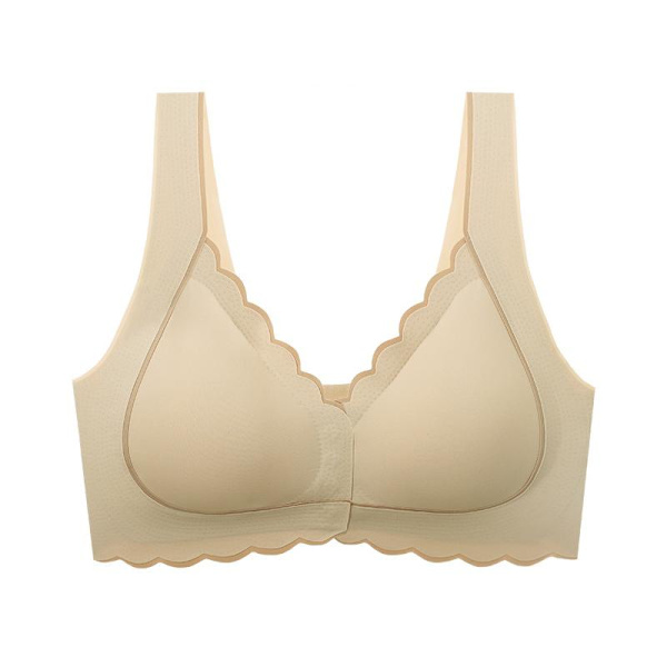 Sexig Push Up BH Framknäppning BH Trådlös Väst BH för Kvinnor Enfärgad Underkläder Grey 32B