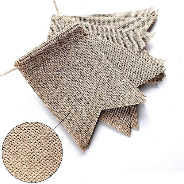 (UUSI MALLI) 15 Kappaleen Juuttikangasviiri, Täydellinen DIY-koriste Kolmiolippu Häihin, Vauvakutsuun, Syntymäpäivään, Juhlaan