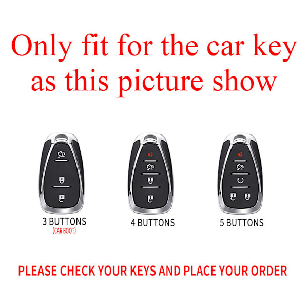 Nyt TPU Bil Nøgle Etui Cover Til Chevrolet 2017-2019 Chevy Malibu Camaro Cruze Traverse Sonic Volt Bolt Equinox 3/4/5 Knapper Nøgle Gray Keychain C 4 Buttons
