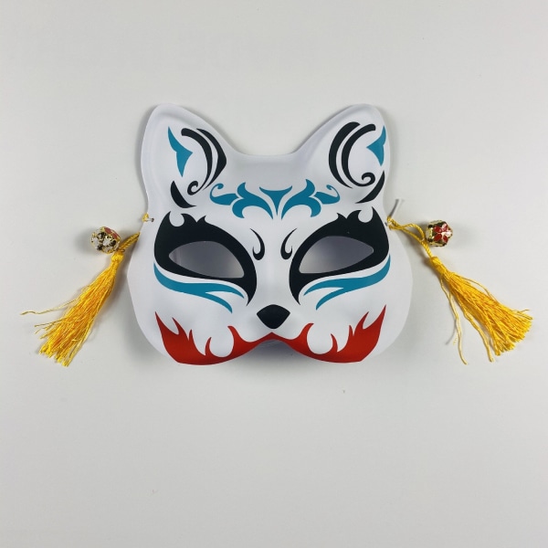 Japansk Maske Halvt Ansigt Håndmalet Katte Rævemaske Anime Demon Slayer Maskerade Halloween Festival Cosplay Rekvisit 24
