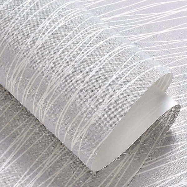 Modern Enkel Nonwoven 3D Tapetrulle Glitter Metallisk Rand Textur Himmelsblå Flock Randig Tapet För Sovrum Vardagsrum 3D Ljusgrå 3D Light Gray