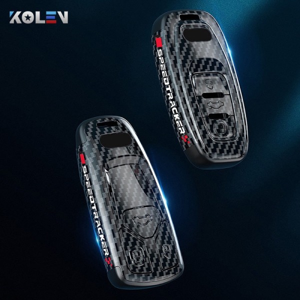 ABS Kolfiberstil Bilnyckelfodral Skal Fob För A3 A4 A5 C5 C6 8P 8L B6 B7 B8 Q3 Q5 Q7 A6 A7 4M 8S B9 A8 Q8 C8 TT C only case