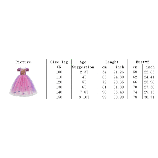 Disney Tangled Rapunzel Prinsessekjoler Piger Cosplay Isabella Kostumer Børne Udklædning Karneval Festkjole Halloween Tøj 2-3T(Tag 100) Rapunzel Dress A