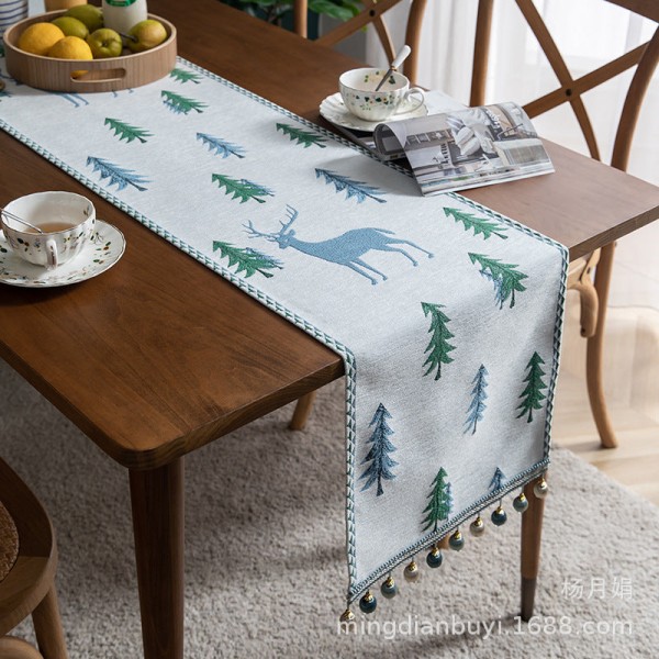 Amerikkalainen peura jacquard pöytäliina pöytäjuoksija kansi kangas kärkipylvään lippu Blue 0.35*2