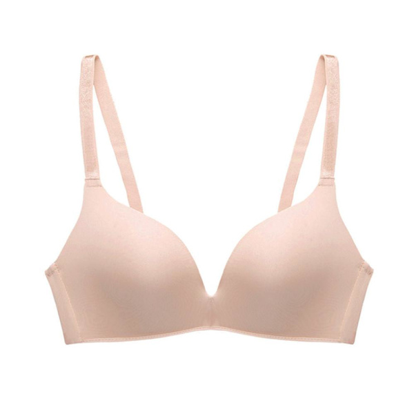 Sömlös BH utan bygel A B Kupa Push Up BH för Kvinnor Bekväma Underkläder Beige 32B