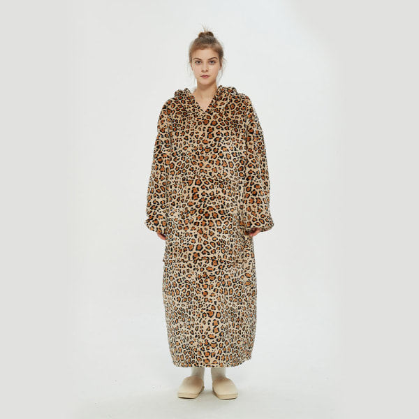 Hooded Lazy Blanket Pullover Dubbellagers filttröja för kvinnor Kylskydd på hösten och vintern Thermal pyjamas Plaid-Long