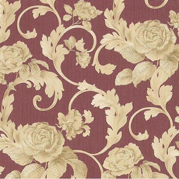 Arkitekter Rød Gull Damask Tapet