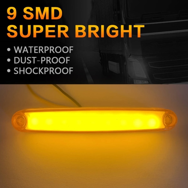 2 st Sidomarkeringsljus 12v 24v LED Lastbilsbelysning Parkeringsljus Sida Orange Markeringslampor Släpvagns Lastbilsmarkeringsljus 2PCS Red