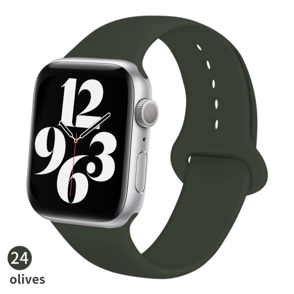 Silikonrem för Apple Watch -band 6 44mm 42mm 40mm 38mm Smart armband av gummi iWatch-band för Series 6 SE 5 4 3 2 se Olive green 38MM or 40MM SM