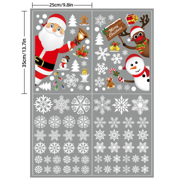 Jul Fönsterdekor Santa Claus Snowflake Stickers Vinter Väggdekor för barnrum Nyår Jul Fönsterdekorationer 1