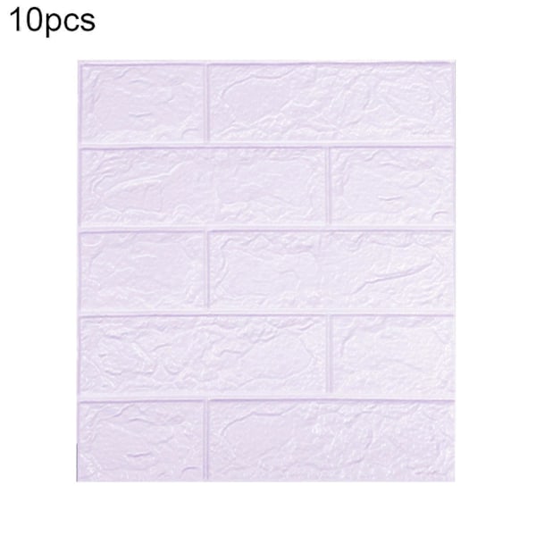 10 kpl Vedenpitävä Itsekiinnittyvä 3D Tiiliseinä Taustatarra DIY Tapetti Vaalean Violetti Light Purple