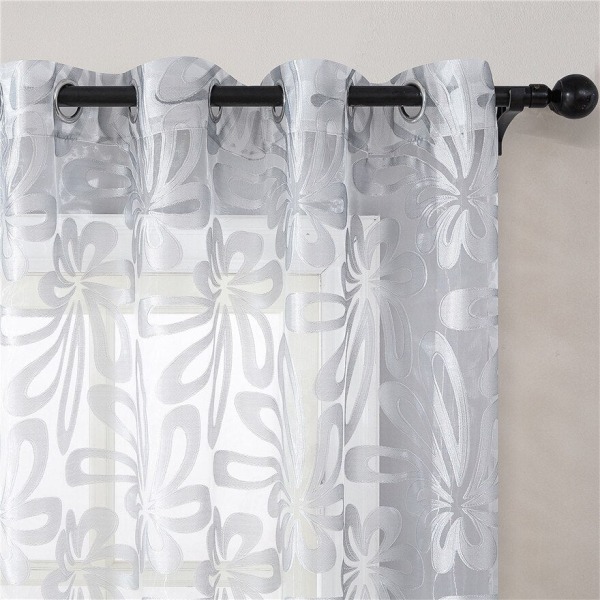 Brune Korte Geometriske Tyl Voile Gardiner til Stue Soveværelse Køkken Gardiner Skygge Vindue Voile Gardiner Stof Draperinger Brown 1 PC W500 x H250cm