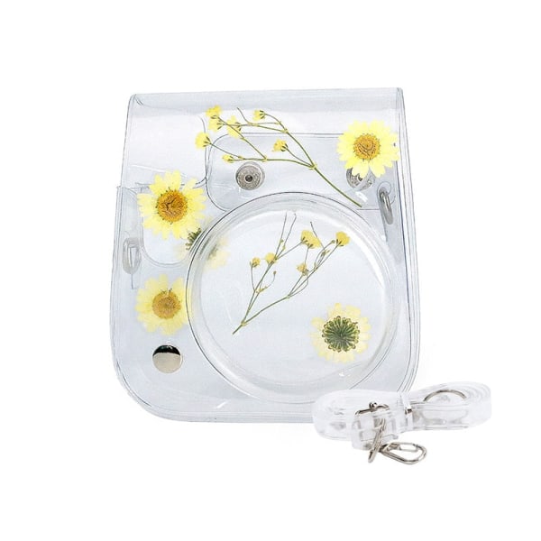 Til Fujifilm Instax Mini 11 9 8 Transparent Kamerataske Beskyttende Bæretaske Cover med Skulderrem White-Big Eye Cat