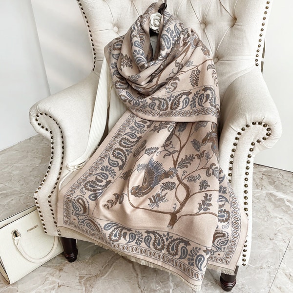 Dame Skjerf Sjal Ytre Match Vinter Kontor Lurteppe Cheongsam Teppe Kasjmir-lignende Dusk Varmt Skjerf Blue Bird camel 70*180CM
