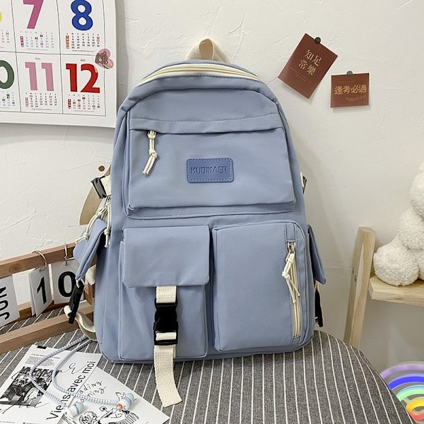 Stor Kapacitet Canvas Svart Ryggsäck Lätt Enkel Resväska Canvas Ryggsäck Student Skolväska Canvas Student Dragkedja Ryggsäck Black