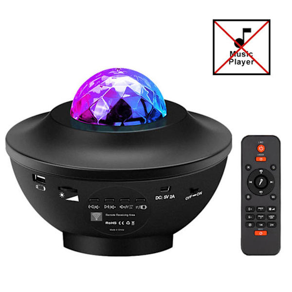 LED Projektor Ocean Wave Natlampe Rumindretning Roterende Stjernehimmel Projektorer Dekoration Soveværelseslampe White