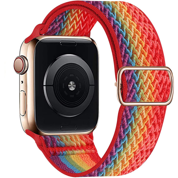 Nylon-ranneke Apple Watch -kelloon 44 mm 40 mm 41 mm 45 mm Säädettävä joustava solo loop -vyörannekoru Apple Watch Series 7 6 se 5 4 3 Red 42mm - 44mm - 45mm
