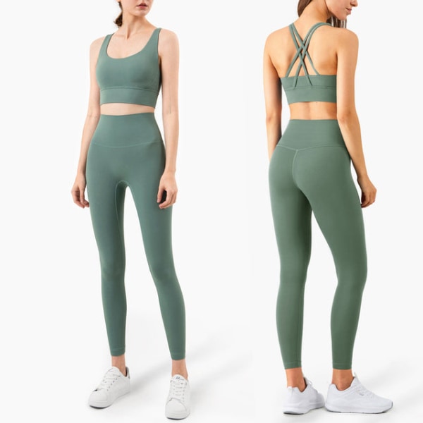 Set Leggings och toppar Fitness Gymkläder för kvinnor 2pcs set3 XL