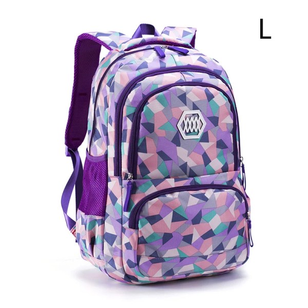 Laptopryggsäck för kvinnor, geometriskt tryck, vattentät affärsryggsäck för tonårsflickor, barn, skolväska L PURPLE