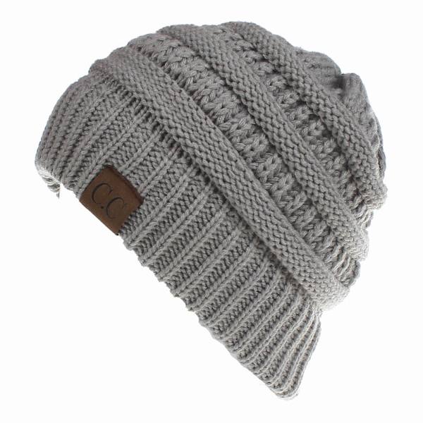 Ny Udendørs Hold Varm Vinter Uld Hat Akryl Åben Hue Med Hår Extensions Hat Til Mænd Og Kvinder Gray and white