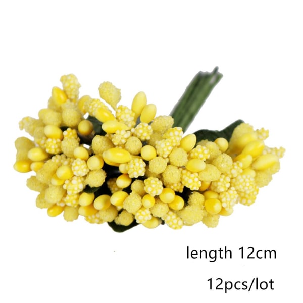 Gula Konstgjorda Blommor Frukt Körsbär Ståndare Bär Knippe DIY Tårta Jul Bröllop Fest Presentförpackning Kransar Heminredning 21