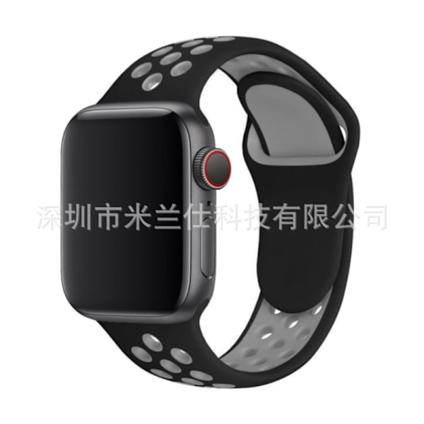 Kellon ranneke Apple Watch iWatch 38/40/41/42mm - S10 Laajennettu koko ML Koodi 2 Musta kylmällä harmaalla