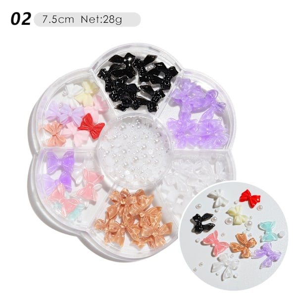 Kynsikoriste Kukka Rusetti Aurora Paikka Karhu Strassi Helmi Sekalaiset Kynsien Koristeelliset Timanttipaljetit New 7-grid mixed decorations 06