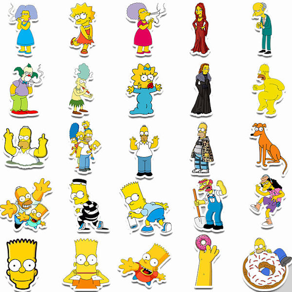 50 kpl Simpson-tarroja vedenpitävä tarra sarjakuvatarra skeittilaudalle reppuun muistikirjaan DIY-paperitarvikkeisiin klassinen lasten lelu lahja 50PCS2