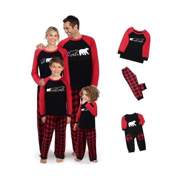 Julpyjamas Matchande familjepyjamas Set Nya julnattkläder Nattkläder Mjuk bomull Baby 12-186M