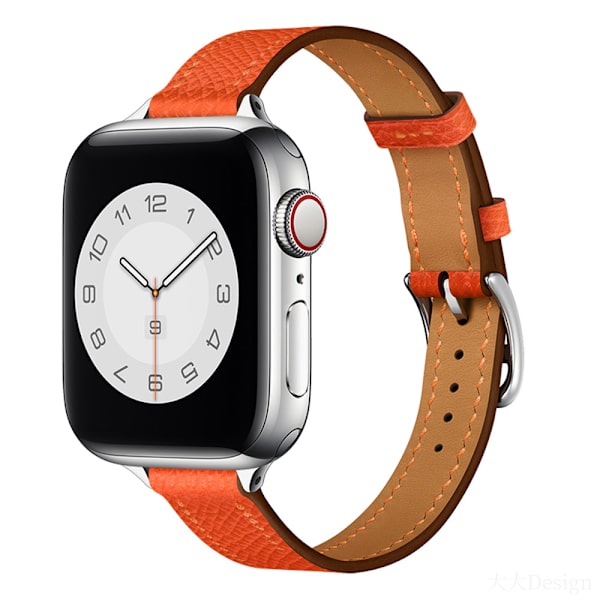 Nahkaranneke Apple Watch -rannekkeelle 44mm 45mm 42mm 41mm 40mm 38mm Single tour -kellonranneke iWatch-sarja 3 4 5 6 SE 7 -ranneke Slim flame orange For 38mm 40mm 41mm