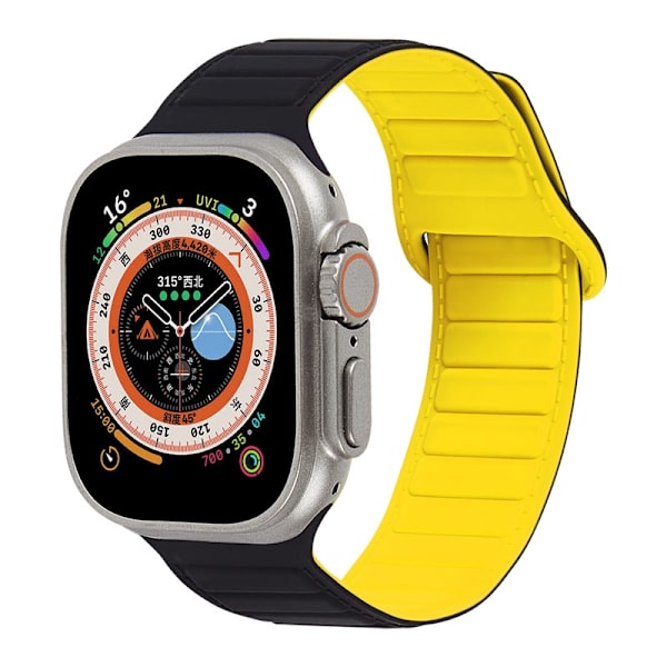 Klockarmband för Apple Watch iWatch 42/44/45/49mm svart och gul