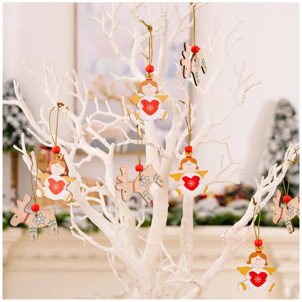 9/12 st Jul Tomte Trähänge Ängel Jultomte Julgranshänge Dekorationer Navidad Gott Nytt År 2024 A-04 (9-piece set)