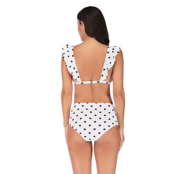 Flickbaddräkt Stor Storlek Prickig Delad Sexig Bikini Dam Enfärgad Andningsbar Badkläder Polka dot 2XL
