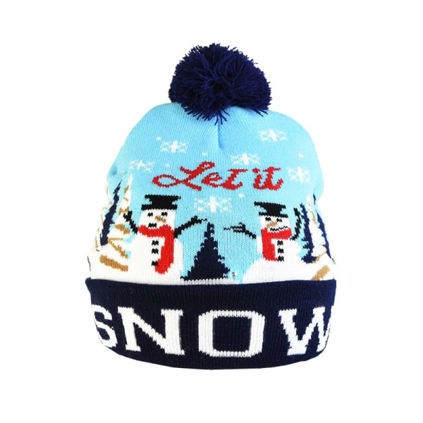 Julesweater med julehat, Santa Elk, strikket hue med LED-lys, tegneseriemønster, julegave til børn, nytårsartikler B06 21x20cm