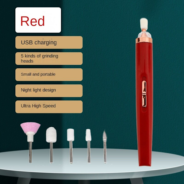 Lille værktøj neglepoleringsmaskine neglelakfjerner til negleskønhedssalon fem-i-en negleklipper manicureudstyr Ruby Red Ordinary five-head corn head
