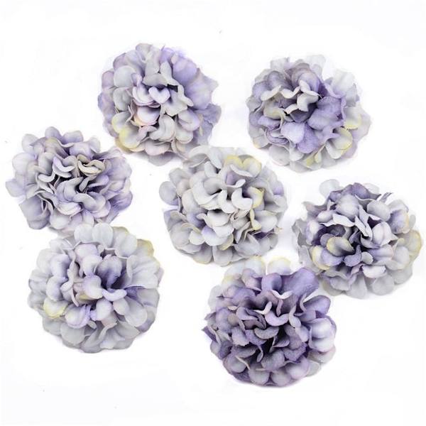 100 st/lot Silke Hortensia Konstgjorda Blomhuvuden För Bröllop Juldekoration DIY Krans Scrapbooking Hantverk Falska Blommor Bean paste