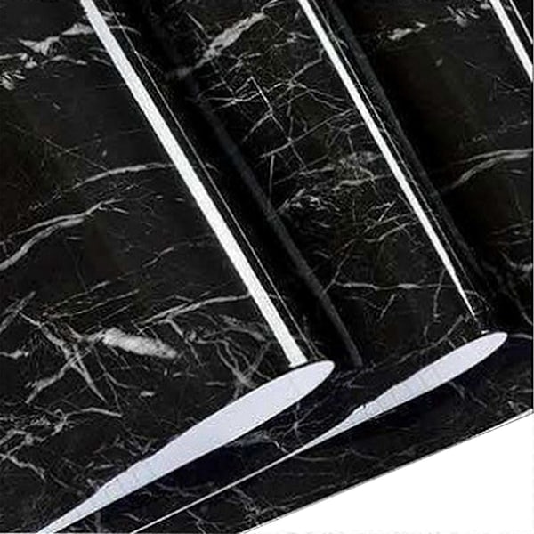 60% alennus Harmaa/Valkoinen/Musta Kiiltävä Marmoripaperi Graniitti Vedenpitävä Tapetti Kuori ja Kiinnitä Tapetti musta 40*500 black 40*500