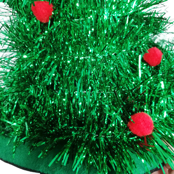 Julgran Juldekoration Tillbehör Non-Woven Regn Silk Jul Hatt Festtillbehör Klä upp Gold with light on green background