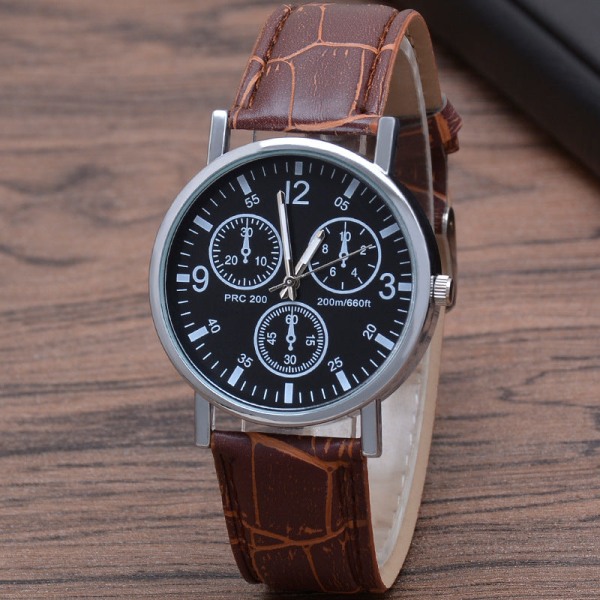 Gave Tre Øyne Herreklokke Herre Quartz Klokke Blått Lys Glass Rem Klokke Herreklokke D white surface black belt