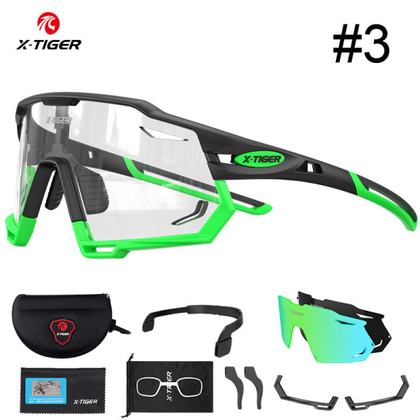 X-TIGER Sports Outdoor Glasögon för Ridning 3 Lens Goggles Light Sense Vari-Color Card Glasögon #3(3 lenses) 17cm