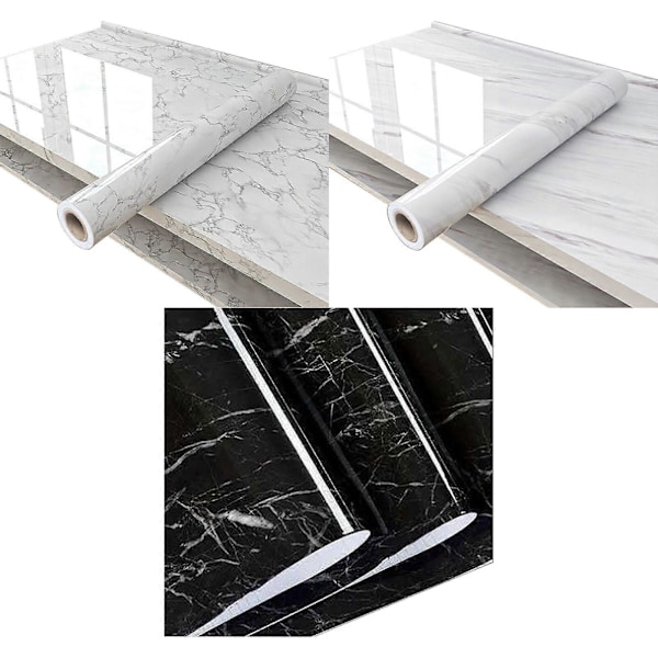 Grå/Hvid/Sort Blank Marmor Papir Granit Vandtæt Tapet Selvklæbende Tapet hvid 40*300 white 40*300