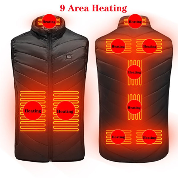 9/11 Places Lämmitetty liivi miehille ja naisille USB-lämmitteinen takki Lämmitettävä liivi Lämpövaatteet Metsästysliivi Talvilämmitettävä takki MustaS-6XL Blue 4 Pcs Heated Asian size 6XL