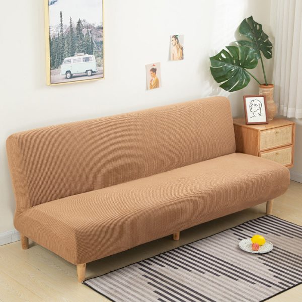 Överdrag Polar Fleece Tyg Ärmlös Bäddsoffa Skydd Enfärgad Utan Armstöd Stor Elastisk Fällbar Möbel Heminredning Bänköverdrag Beige M 160-190cm