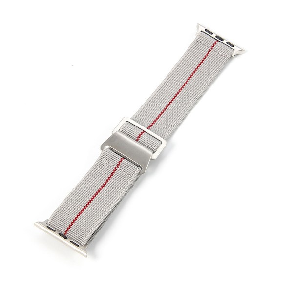 Kellon ranneke Apple Watch iWatchille, liittimen koko 38/40mm, vaaleanharmaa ja punaterässolki