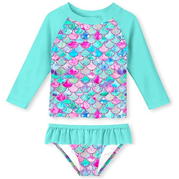Baddräkt Barn Delad Bikini Långärmad Flickbaddräkt C Model 130cm