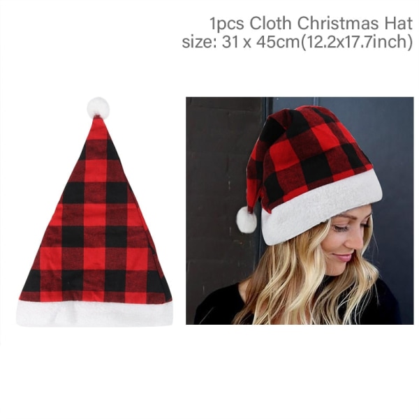 Julemand Julehatte Rød Sort Plaid Julehue Julepynt Til Hjemmet Julehue Navidad style B